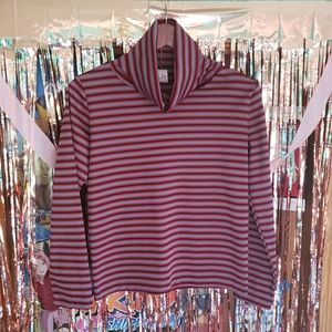 Vintage 70s turtleneck striped groovy classic boxy fit long sleeve top Small S